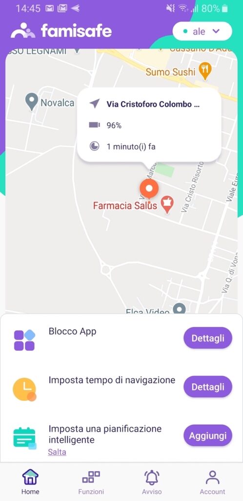 GPS Tracker per smartphone di FamiSafe Wondershare
