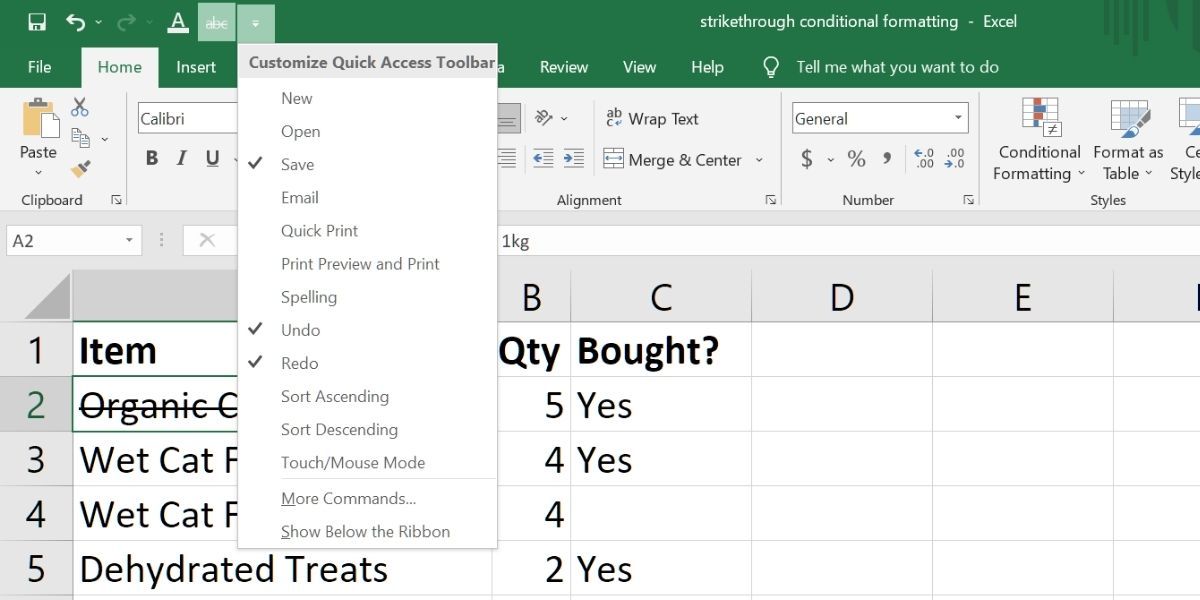 barra degli strumenti di accesso rapido in excel