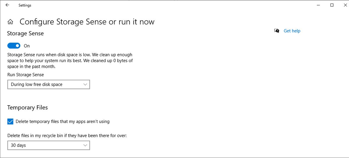 Impostazioni del senso di archiviazione. 