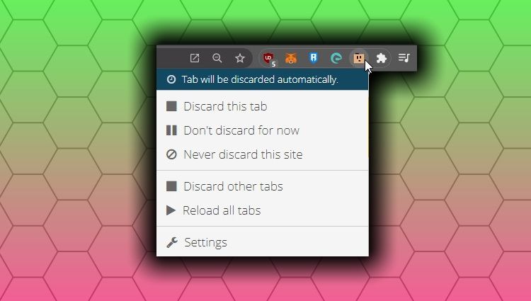 la grande scheda delle opzioni del browser degli scarti con l'icona