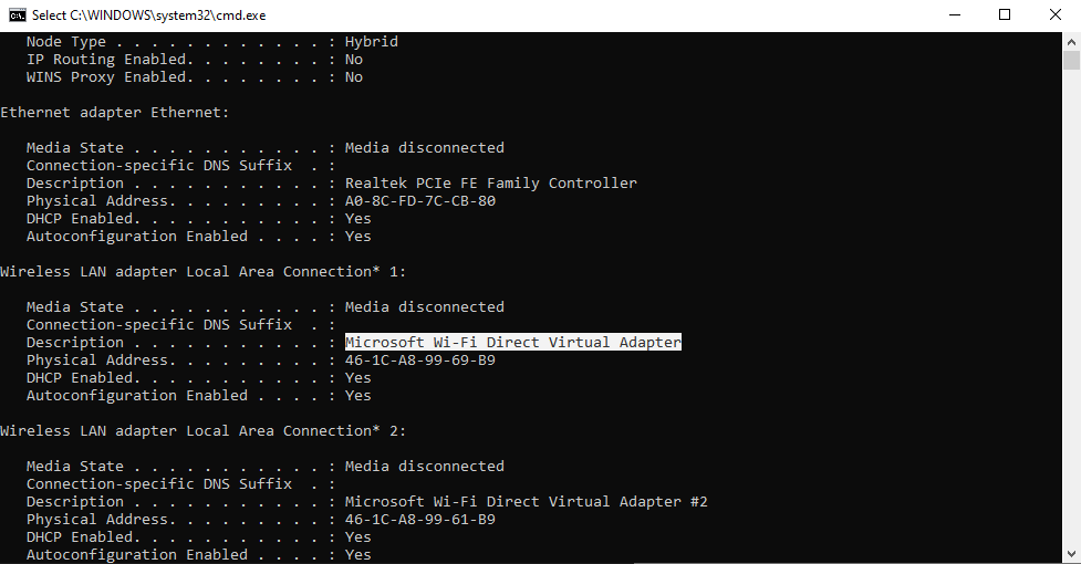 prompt dei comandi di Windows