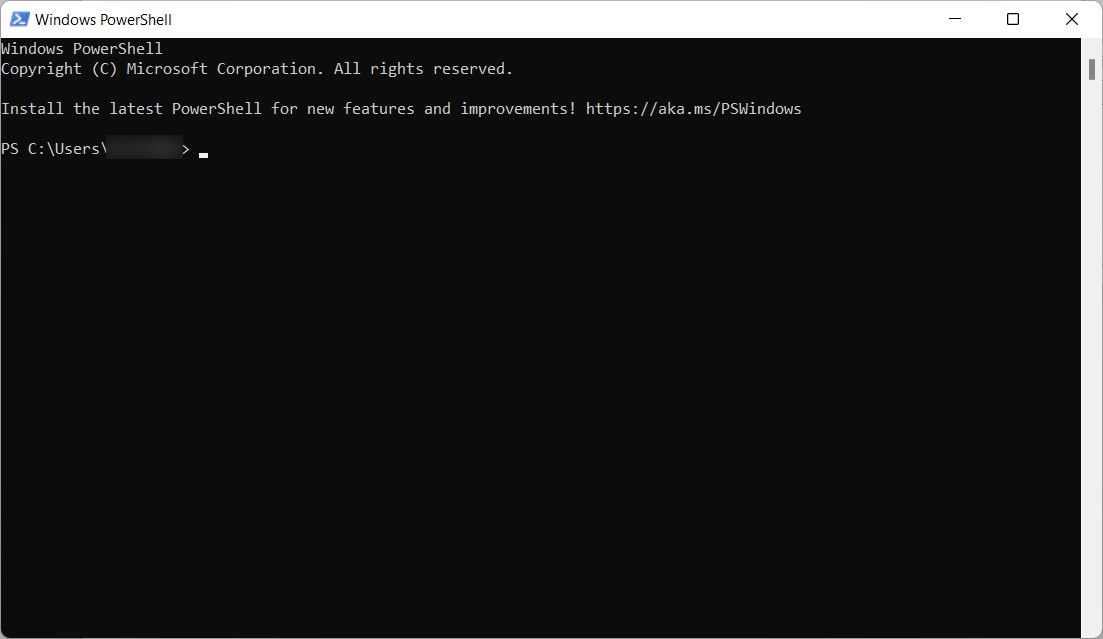 L'interfaccia di Windows PowerShell in Windows 11.
