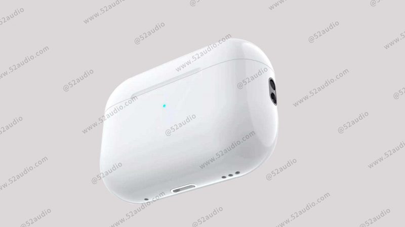 Le tanto attese cuffie AirPods Pro di seconda generazione di Apple e la custodia di ricarica rivelate nelle presunte immagini del modello 4 La presunta custodia di ricarica per AirPods Pro di seconda generazione nell'immagine del modello: potrebbe esserci uno slot per la tracolla sul lato destro. Foto: 52audio.
