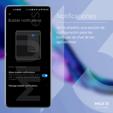 bolle di notifica MIUI 13