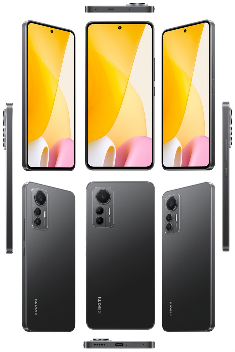 Perdita di immagini: lo smartphone Xiaomi 12 Lite Slim 5G previsto a breve nelle immagini dei prodotti rivelate in tre diverse opzioni di colore 4 Xiaomi 12 Lite in nero da diverse angolazioni. Foto: Evan Blass / Twitter.