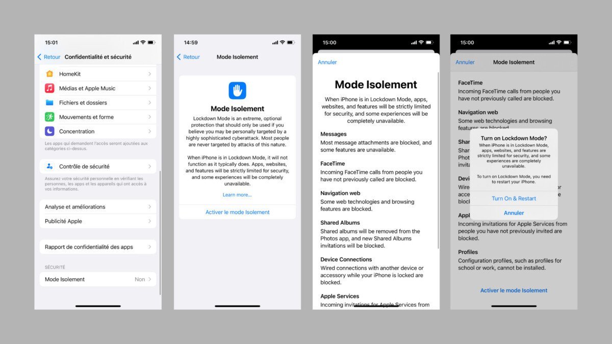 Modalità di isolamento Apple