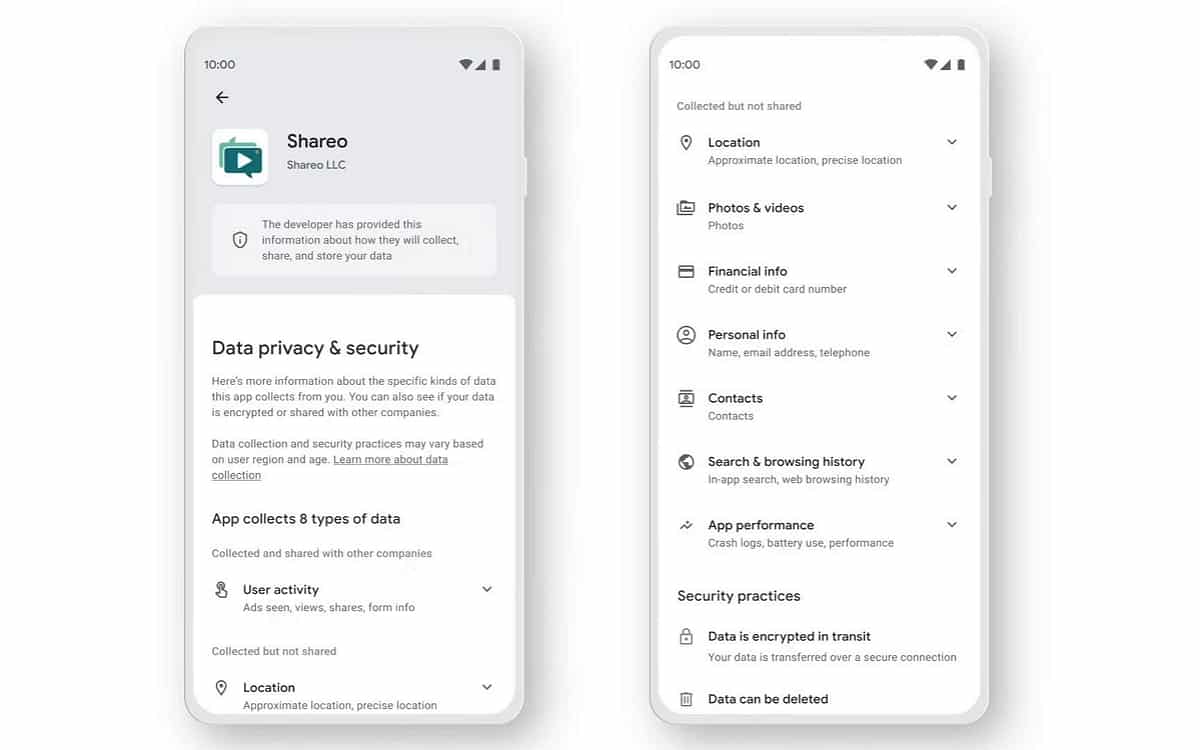 Sicurezza dei dati del Google Play Store 2