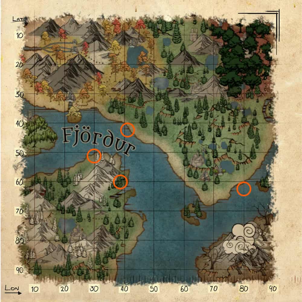 Coordinate di posizione del metallo di Ark Fjordur