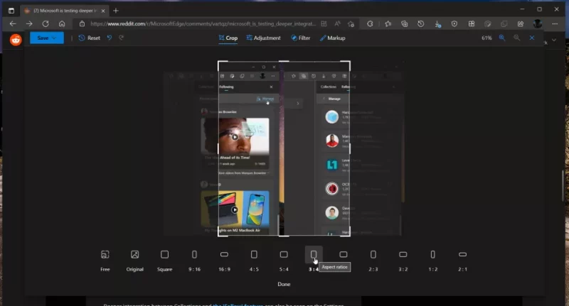 Rivelazione della versione di prova: Microsoft Edge ottiene un editor di immagini integrato 2
