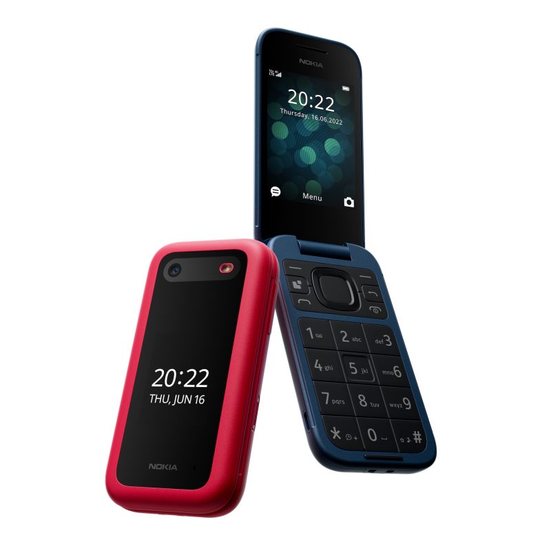 Nokia 2660 Flip, rosso e blu.