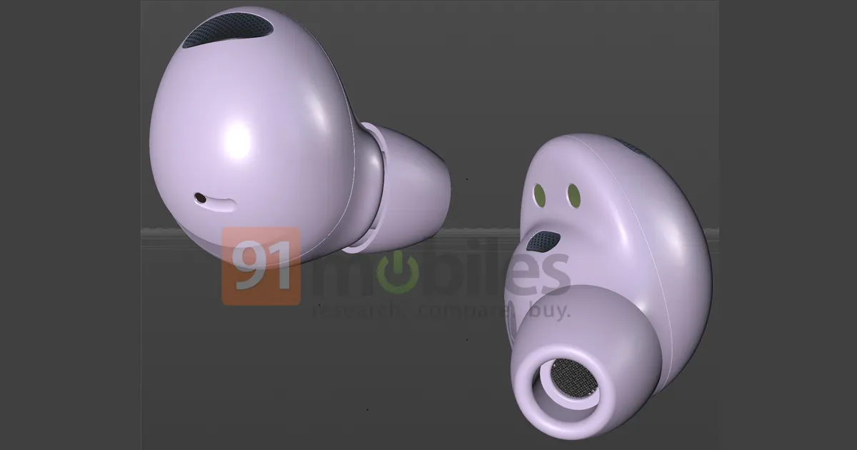 Cuffie Samsung Galaxy Buds2 Pro in colore Bora Purple. Foto: Evan Blass / 91mobiles.