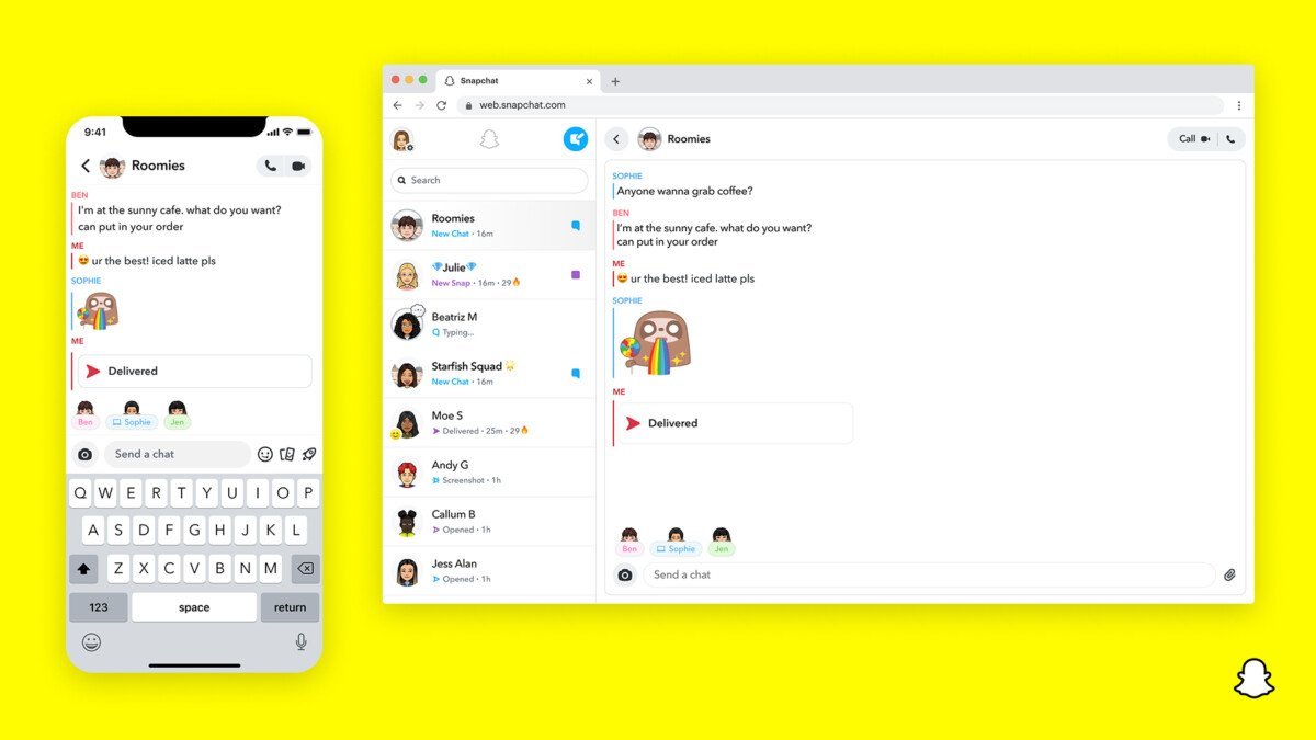 Snapchat per la chat web