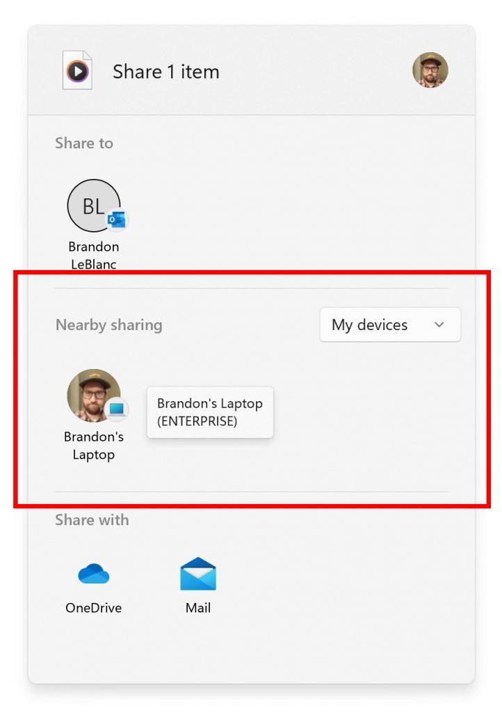 Condivisione chiusa di Windows 11 Airdrop